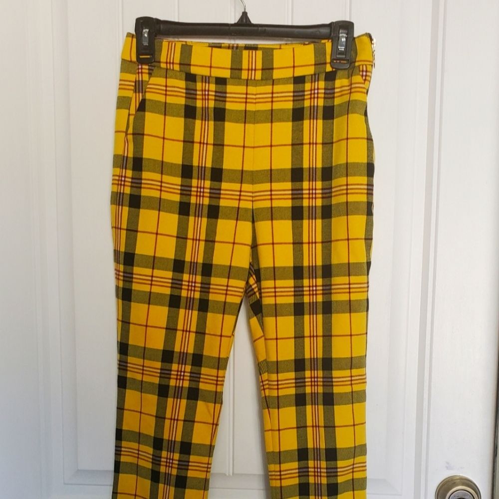 Zara XS yellow Plaid pants